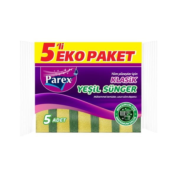 Parex Klasik Yeşil Sünger 5li