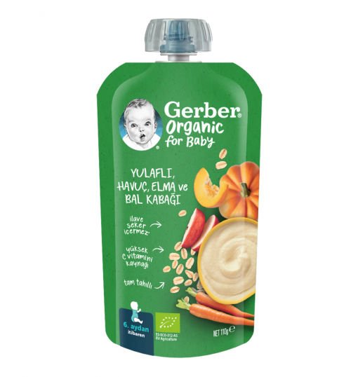 Gerber Organic For Baby Yulaflı, Hauç, Elma Ve Bal Kabağı Püre 110gr
