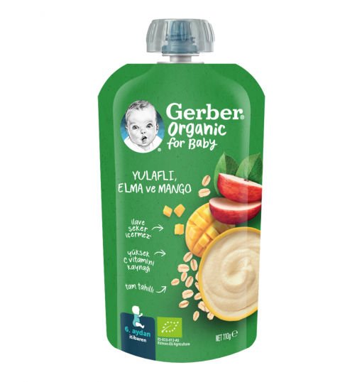 Gerber Organic For Baby Yulaflı, Elma Ve Mango Püre 110gr