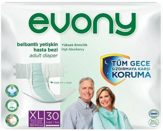 Evony Hasta Bezi Yetişkin Bel Bantlı Tekstil Yüzey Extra Large 30 Adet