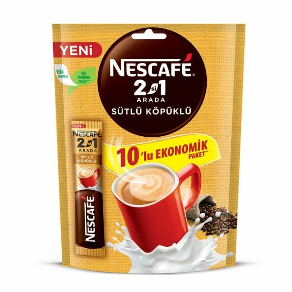 Nescafe 2si1 Arada Sütlü Köpüklü 10lu Poşet