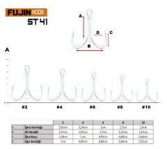 Fujin ST41 Üçlü Maket Balık İğnesi Nickel Üçlü Kanca