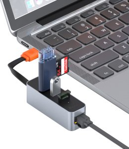 Baseus Steel Cannon USB Ax3  + RJ45  Hub