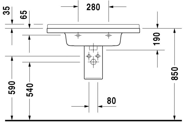 DURAVIT STARCK 3 ETAJERLI LAVABO  850x485 MM 0304800000