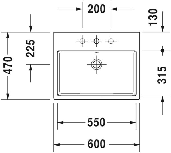 DURAVIT VERO AIR LAVABO TASLANMIS 600x470 MM 2350600027