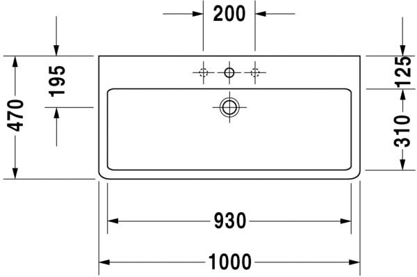 DURAVIT VERO TEZGAH USTU LAVABO TASLANMIS 1000x470 MM 0454100027