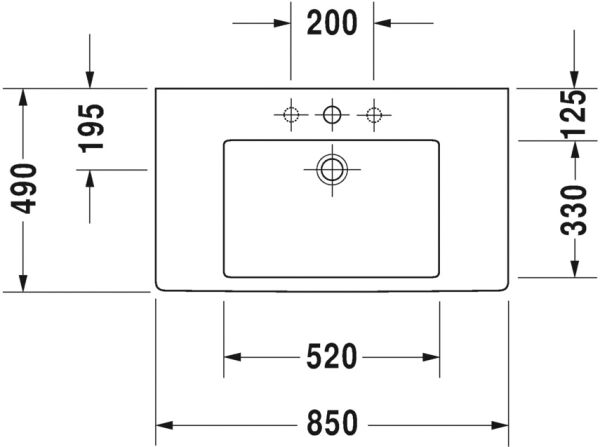 DURAVIT VERO ETAJERLI LAVABO 850x490 MM 0329850000