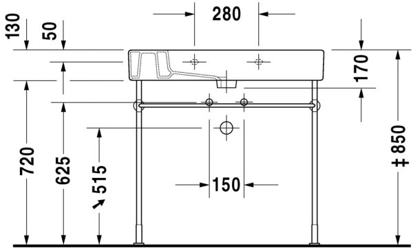 DURAVIT VERO ETAJERLI LAVABO 850x490 MM 0329850000