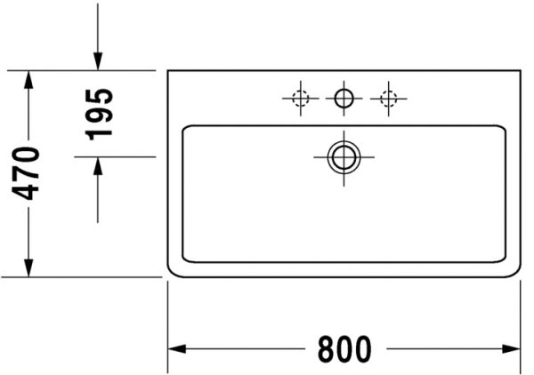 DURAVIT VERO TEZGAH USTU LAVABO TASLANMIS 800x470 MM 3 DELIKLI 0454800025