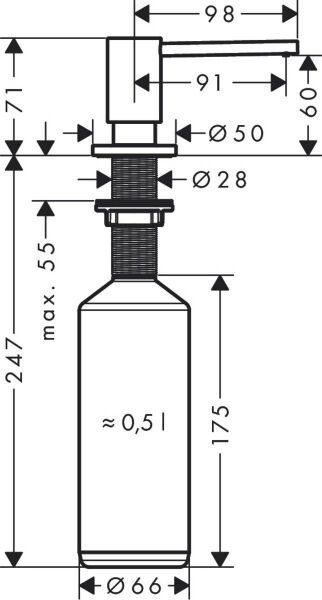 AXOR UNIVERSAL SIVI SABUNLUK 500 ML PASLANMAZ CELIK 42818800