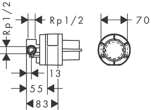 HANSGROHE UNIVERSAL IC SET TEK KOLLU DUS BATARYASI ANKASTRE MONTAJ 13620180