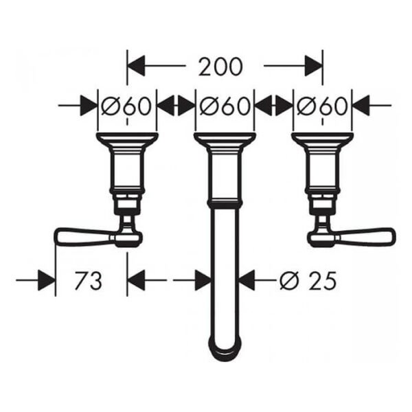 AXOR MONTREUX 3-DELIKLI LAVABO BATARYASI 165-225 MM CUBUK VOLAN KROM 16534000