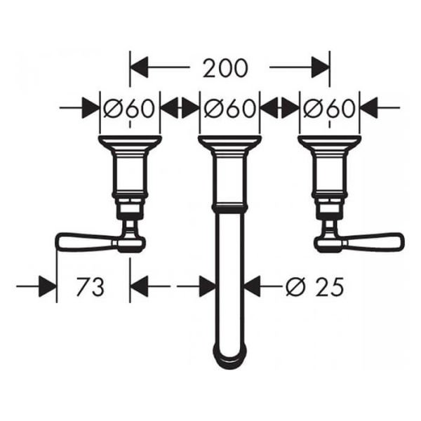 AXOR MONTREUX 3-DELIKLI LAVABO BATARYASI 165-225 MM CUBUK VOLAN OPTIK ALTIN 16534990