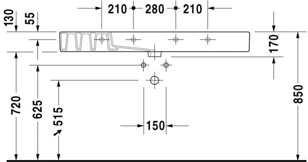 DURAVIT VERO ETAJERLI LAVABO 125 CM DELIKSIZ 0329120060