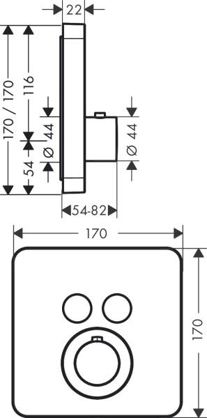 AXOR SHOWERSELECT BANYO BATARYASI TERMOSTAT 2 CIKIS KIRMIZI ALTIN 36707300