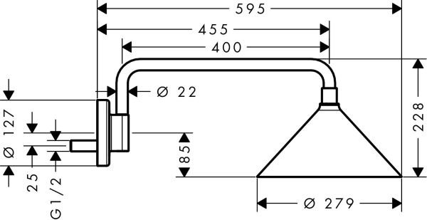 AXOR FRONT TEPE DUSU 240 2JET DUVAR DIRSEGI ILE KROM 26021000