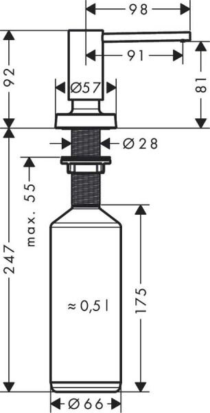 HANSGROHE A51 SIVI SABUNLUK EVIYE ANKASTRE SATIN SIYAH 40448670