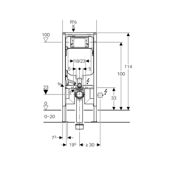 GEBERIT ALPHA ALPHA GOMME REZERVUAR 8 CM ALÇIPAN TIPI 458.176.00.1