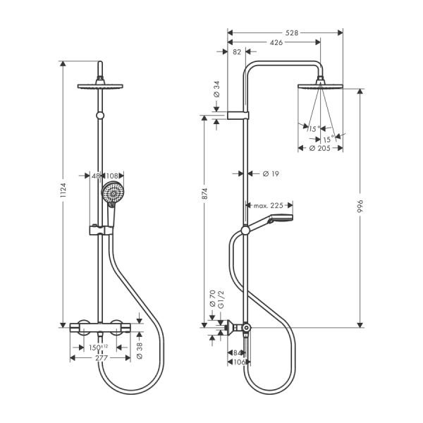 HANSGROHE VERNIS BLEND DUS KOLONU 200 1 JET TERMOSTATLI KROM 26276000