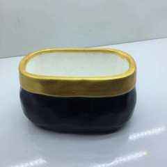 Oval Saksı Gold-Siyah