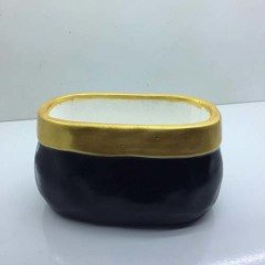 Oval Saksı Gold-Siyah