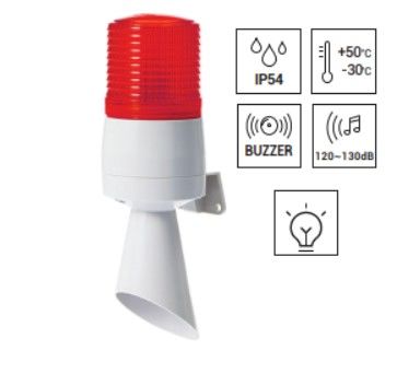 IB60ADL-24 Sabit, Flașör, Çakar, Buzzer 24VDC Ø60 Borulu İkaz Lambası