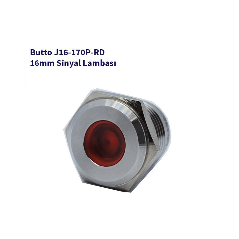 J16-150P-RD 16 mm LED IŞIKLI BOMBELİ KAFALI SİNYAL LAMBASI KIRMIZI