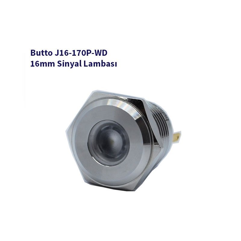 J16-150P-WD 16 mm LED IŞIKLI BOMBELİ KAFALI SİNYAL LAMBASI BEYAZ
