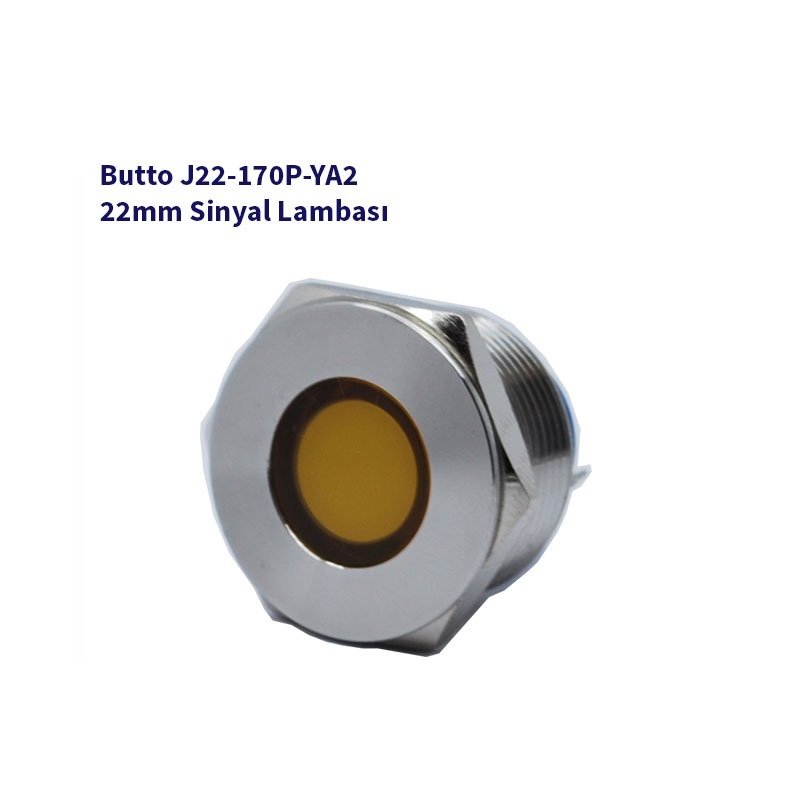 J22-170P-YA2 22 mm LED IŞIKLI YASSI KAFALI SİNYAL LAMBASI SARI