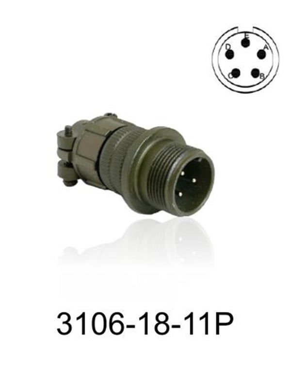 3106-18-11P 3106 Serisi 5 Pinli 10 Amper Askeri Tip Konnektör -Erkek