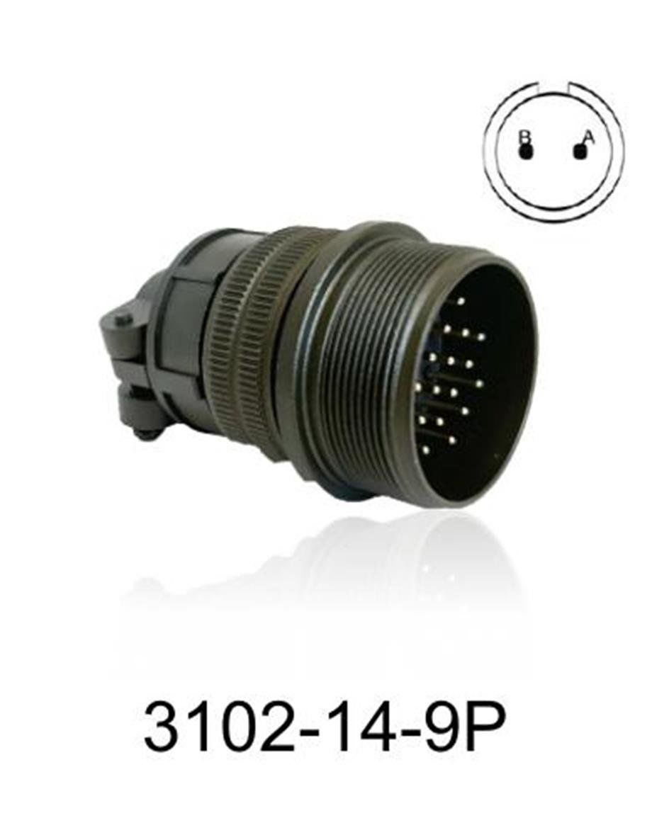3102-14S-9P 3102 Serisi 2 Pinli 6 Amper Askeri Tip Konnektör -Erkek