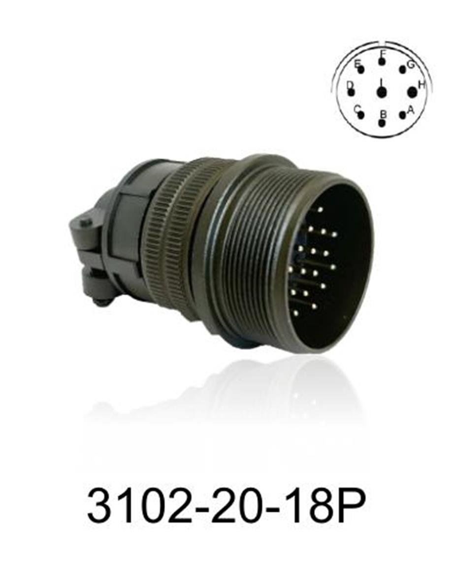 3102-20-18P 3102 Serisi 9 Pinli 12 Amper Askeri Tip Konnektör -Erkek