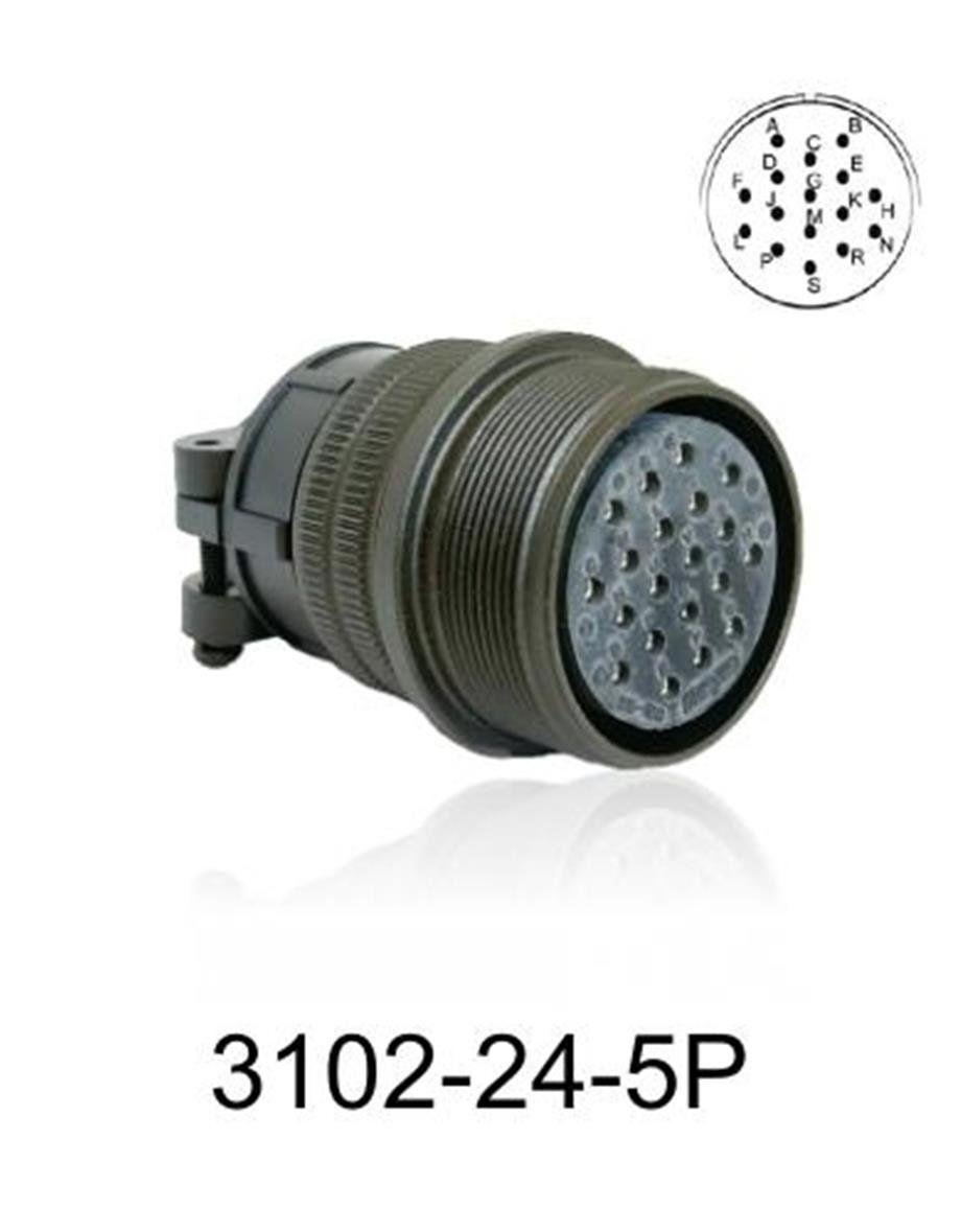 3102-24-5P 3102 Serisi 16 Pinli 12 Amper Askeri Tip Konnektör -Erkek