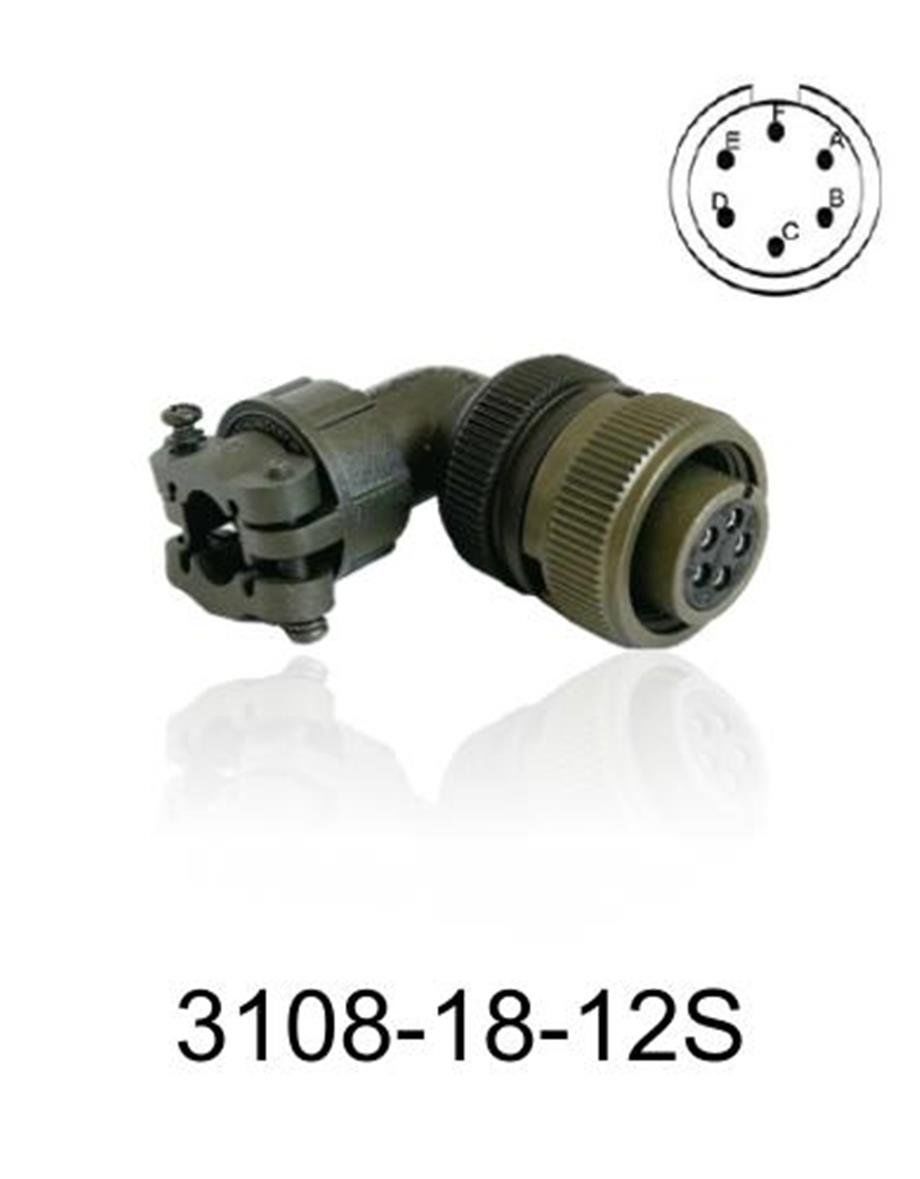 3108-18-12S 3108 Serisi 6 Pinli 10 Amper Askeri Tip Konnektör -Dişi