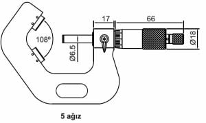 Mekanik V Yataklı Mikrometre 5 Ağızlı 334 Serisi