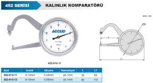 Mekanik Kalınlık Komparatörü 0-10mm L=35mm