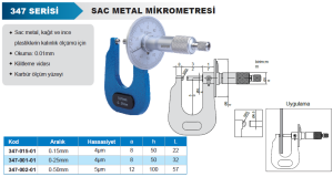 Sac Metal Mikrometresi 347 Serisi