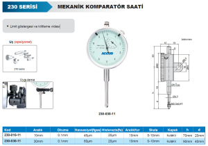 Mekanik Komparatör Saati 230 Serisi