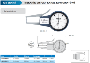 Mekanik Dış Çap Kanal Komparatörü 425 Serisi