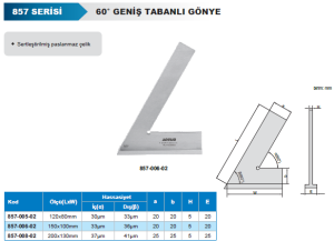 60° Geniş Tabanlı Gönye 857 Serisi