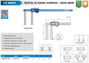 Dijital İç Çap Kumpası-Pimli 136 Serisi - Uzun Çeneli