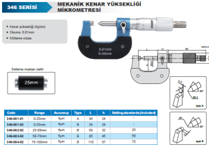 Kenar Yüksekliği Mikrometresi 346 Serisi