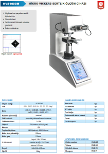 Mikro-Vickers Sertlik Ölçüm Cihazı HVS 1000M