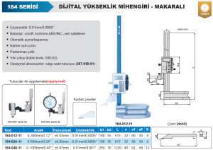 Dijital Yükseklik Mihengiri - Makaralı Tip 184 Serisi