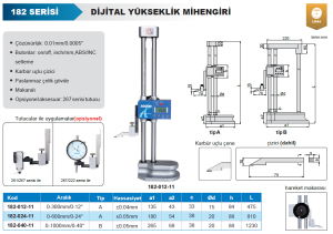 Dijital Yükseklik Mihengiri - Çift Sütun 182 Serisi