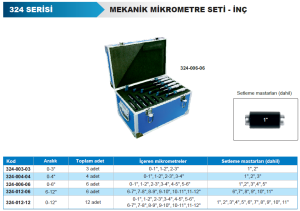 Mekanik Dış Çap Mikrometre Seti - İnç