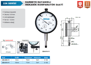 Darbeye Dayanıklı Mekanik Komparatör Saati 226 Serisi