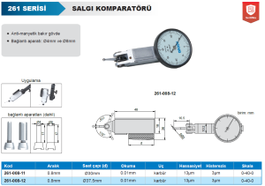 Salgı Komparatörü 0.8mm 0.01mm Ø30mm 261 Serisi