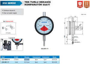 Tek Tur Mekanik Komparatör Saati 232 Serisi