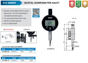 Dijital Komparatör Saati 5mm 214 Serisi